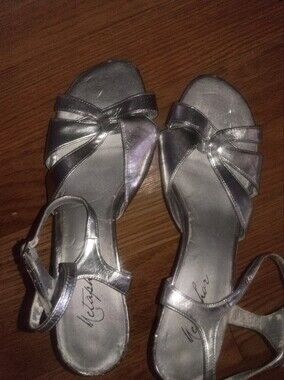 Metaphor Metallic Silver Strappy Heeled Sandals